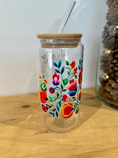 Tasse en verre - Fleurs